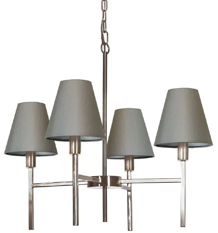Saisonangebot Casa Padrino luxury chandelier silver / gray Ø 61.8 x H. 44.5 cm - Round metal chandelier with lampshades - Living room chandelier - Luxury lighting - Luxury furniture - Luxury interior