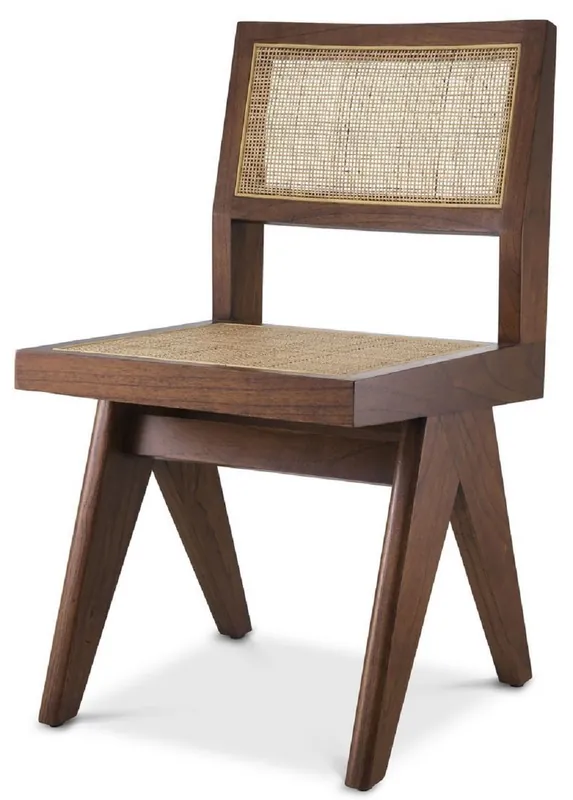 Neu Casa Padrino chaise de salle à manger de luxe marron / naturelle 44 x 54 x H. 85,5 cm - Chaise en bois massif avec rotin - Mobilier de salle à manger de luxe
