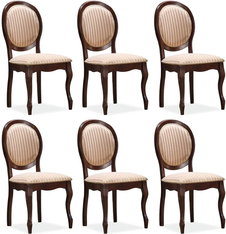 Casa Padrino ensemble de chaises de salle à manger baroque beige / or / marron foncé 47 x 44 x H. 97 cm - Chaises de cuisine lot de 6 - Meubles de salle à manger baroque Bestpreis