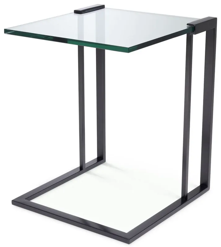 Jetzt Kaufen Casa Padrino table d'appoint de luxe bronze 45 x 45,5 x H. 56,5 cm - Table en acier inoxydable avec plateau en verre - Meubles de salon de luxe
