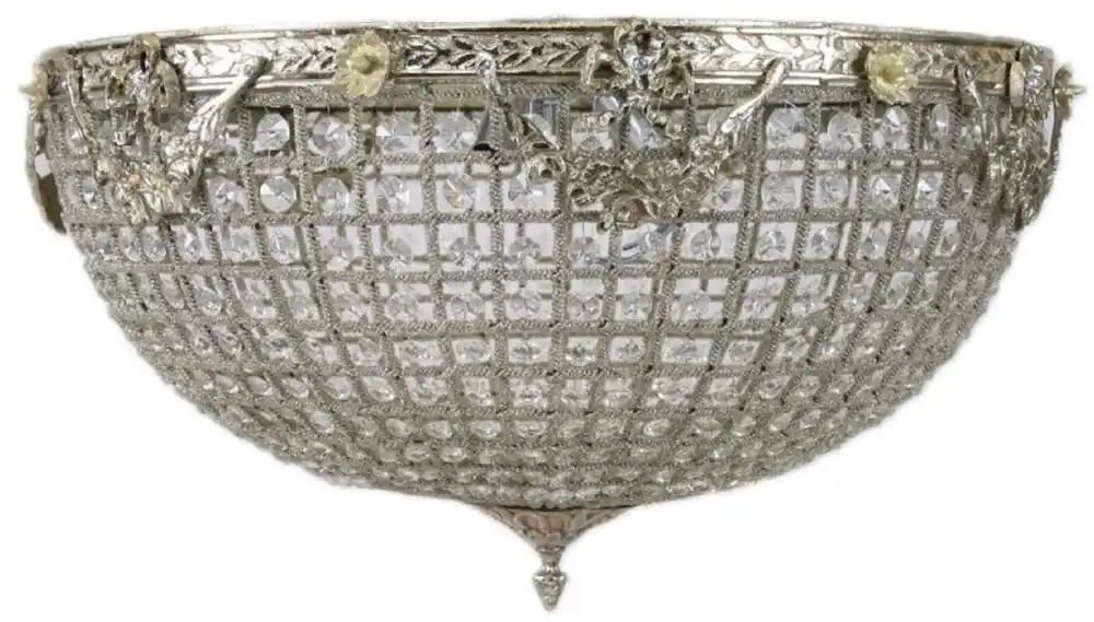 Casa Padrino lampe couverture baroque en cristal argent Ø 60 x H. 30 cm - Lampe couverture magnifique - Luminaires Baroques Beliebt