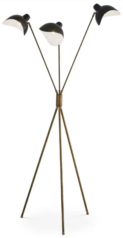 Billig Casa Padrino lampadaire de luxe laiton antique / noir 87 x 87 x H. 180 cm - Lampadaire trépied élégant dans le style des années 50 - Collection de Luxe