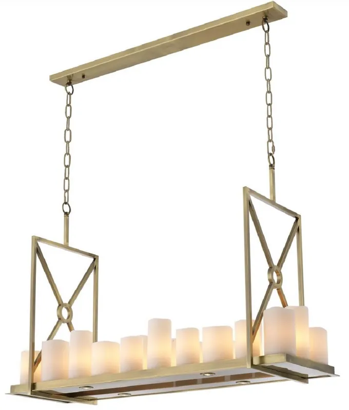 Casa Padrino lustre LED de luxe laiton / blanc 120 x 39 x H. 79 cm - Lustre moderne avec télécommande - Qualité de Luxe Garantierte Lieferung