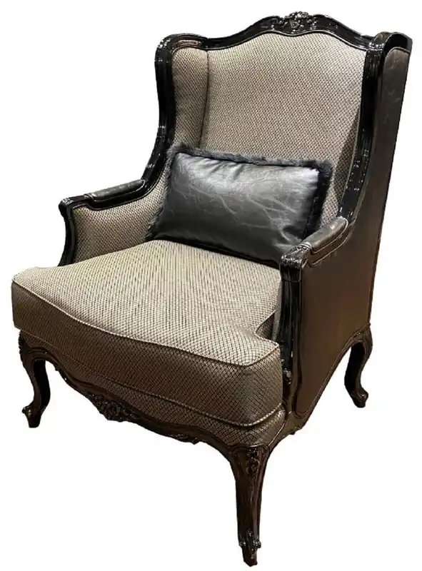 Casa Padrino fauteuil à oreilles baroque de luxe or / noir 78 x 80 x H. 108 cm - Fauteuil de salon noble de style baroque - Mobilier de salon baroque Direktkauf
