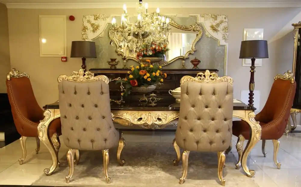 Casa Padrino ensemble de chaises de salle à manger baroque de luxe gris / marron / or - 6 Chaises de Cuisine de Style Baroque - Mobilier de salle à manger baroque Wochenendangebot