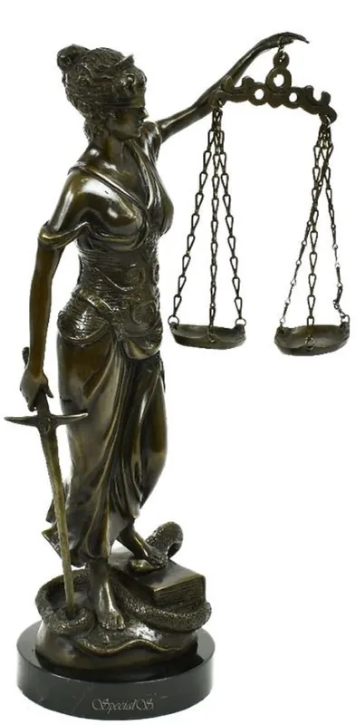 Preis Gesenkt Casa Padrino figurine décorative de luxe Justitia bronze antique / noir 21 x 11 x H. 43 cm - Figurine en bronze avec socle en marbre - Accessoires de Décoration