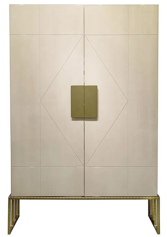 Preisknaller Casa Padrino armoire de salon design crème / laiton 120 x 45 x H. 175 cm - Meubles de Salon - Qualité de Luxe
