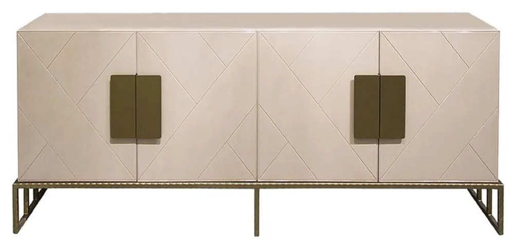 Mega-Angebot Casa Padrino buffet design crème / laiton 200 x 40 x H. 80 cm - Armoire de salon en céramique avec 4 portes - Mobilier de Luxe