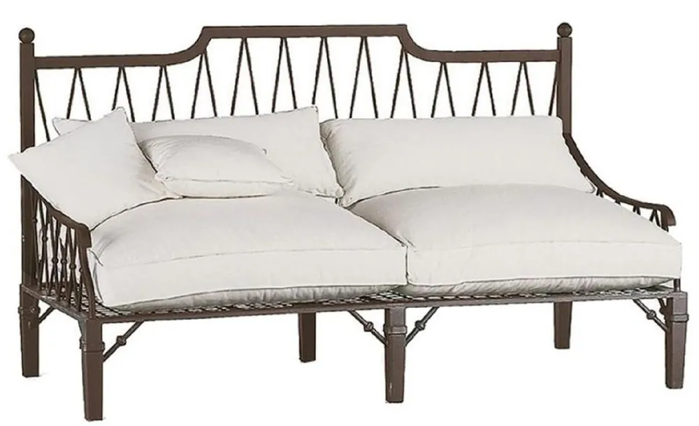 Casa Padrino canapé Art Nouveau de luxe marron / crème 190 x 90 x H. 115 cm - Canapé en fer forgé forgé à la main avec coussins - Canapé de Salon - Canapé de Jardin - Canapé de Patio - Qualité de Luxe Versand Am Gleichen Tag