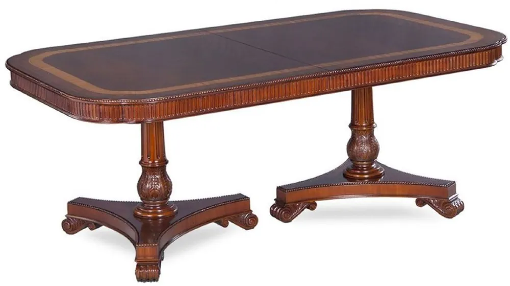 Meistverkauft Casa Padrino table à manger Art Nouveau de luxe marron / marron foncé / or 212-312 x 115 x H. 77 cm - Table de cuisine extensible en acajou - Meubles de salle à manger