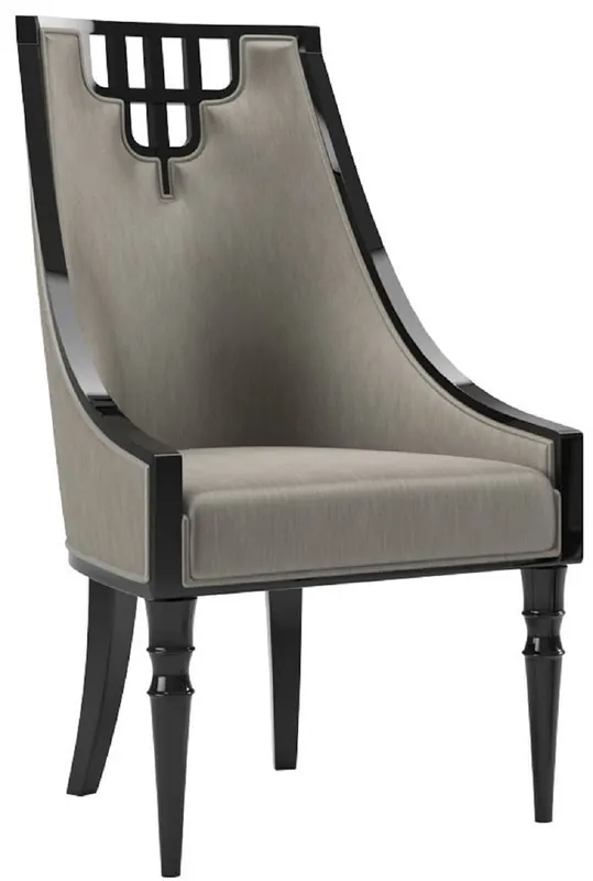 Heißes Angebot Casa Padrino chaise de salle à manger Art Déco de luxe gris / noir - Chaise de cuisine en bois massif fabriquée à la main - Meubles de Salle à Manger Nobles Art Déco