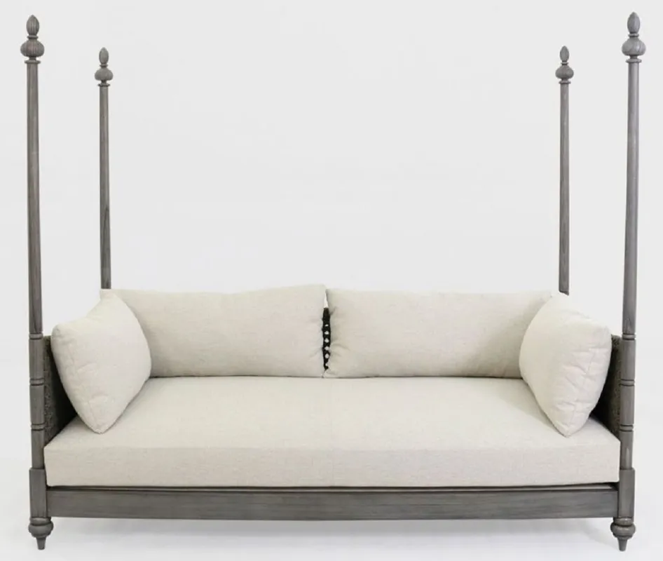 Casa Padrino canapé-lit de luxe gris / crème 219 x 110 x H. 200 cm - Canapé élégant en bois massif - Meubles de salon - Qualité de Luxe Letzte Chance