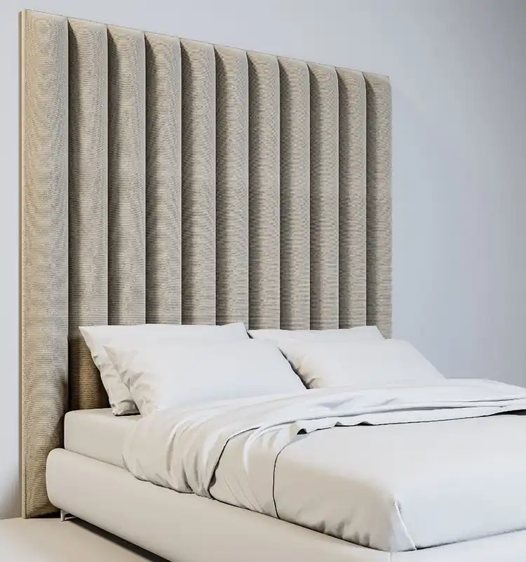 Casa Padrino tête de lit de luxe en velours beige 190 x 14 x H. 240 cm - Mobilier de Chambre à Coucher - Mobilier d'Hôtel - Collection de Luxe Neue Kollektion