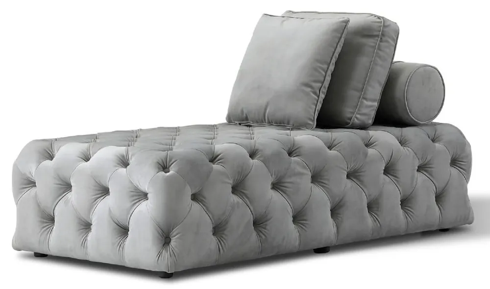 Mega-Angebot Casa Padrino chaise longue Chesterfield de luxe en velours avec 3 oreillers gris 162 x 90 x H. 65 cm - Meubles Chesterfield - Meubles de Salon