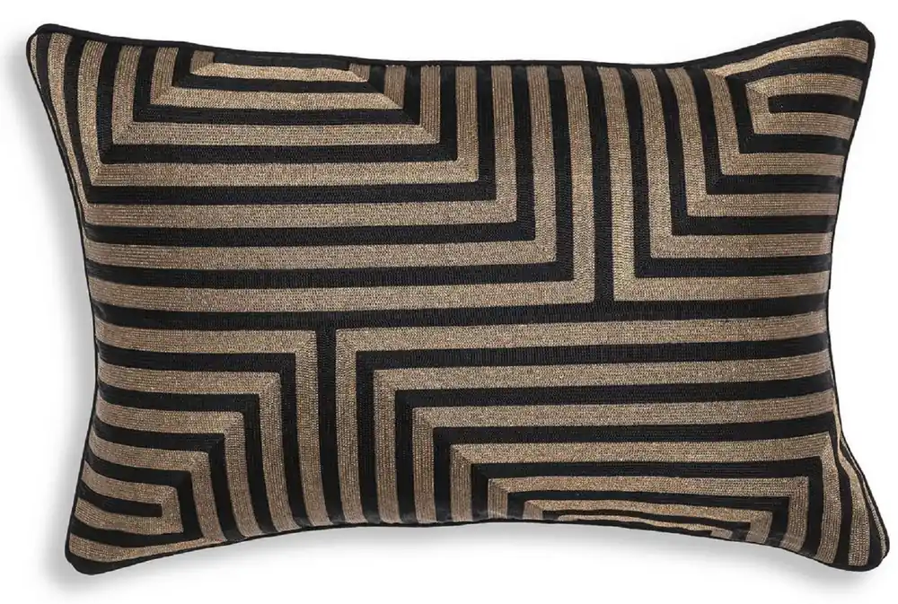 Top-Seller Casa Padrino coussin décoratif de luxe noir / or 60 x 40 cm - Oreiller décoratif rectangulaire avec motif élégant - Qualité de Luxe - Collection Hôtel