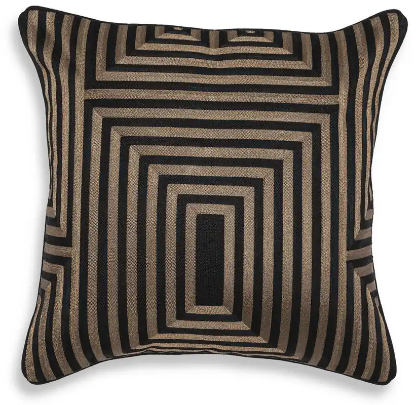 Casa Padrino coussin décoratif de luxe noir / or 50 x 50 cm - Oreiller décoratif noble avec motif élégant - Qualité de Luxe - Collection Hôtel Wochenendangebot