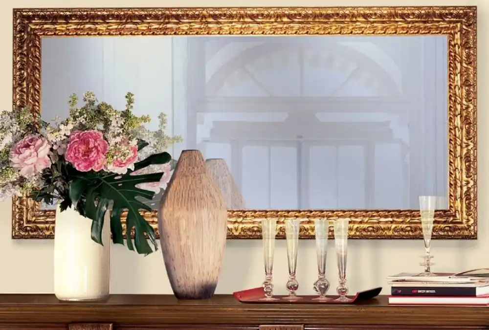 Casa Padrino miroir baroque de luxe or 148 x 5,5 x H. 90 cm - Miroir mural en bois massif noble de style baroque - Miroir armoire style antique - Miroir de salon - Mobilier Baroque Begrenztes Angebot