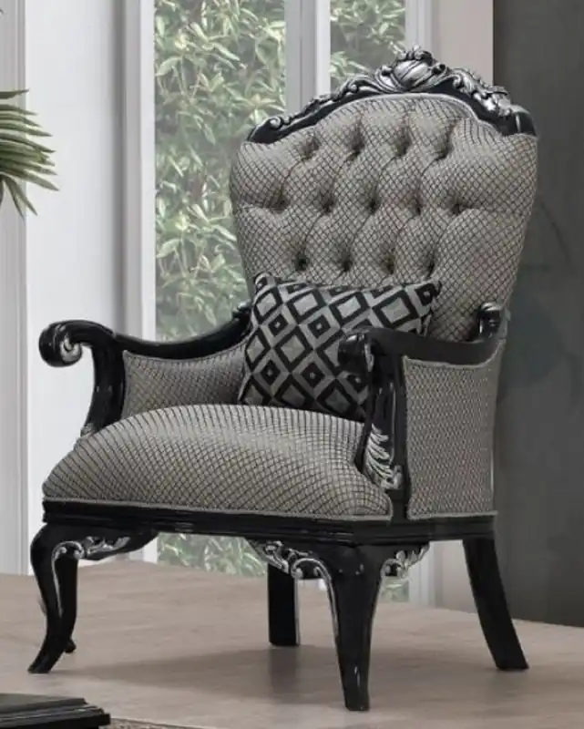 Casa Padrino fauteuil baroque de luxe argent / noir - Fauteuil de salon de style baroque - Mobilier de salon baroque - Noble & Magnifique Preiswert