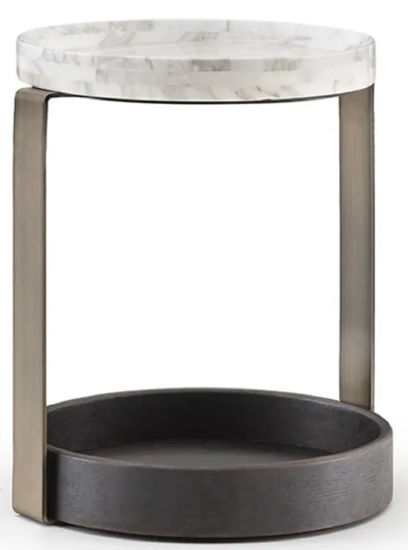 Casa Padrino table d'appoint de luxe blanc / laiton / gris anthracite 40 x 35 x H. 48 cm - Meubles de salon modernes - Collection de Luxe Top-Preis