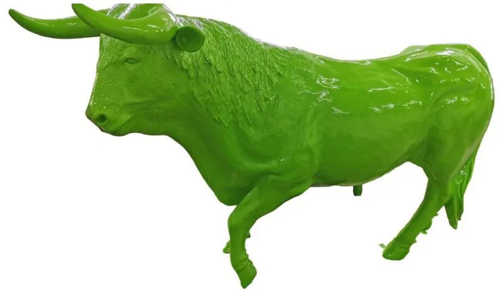 Direkt Vom Hersteller Casa Padrino sculpture décorative design taureau vert 240 x H. 150 cm - Grande figurine décorative grandeur nature résistante aux intempéries - Accessoires de décoration de jardin