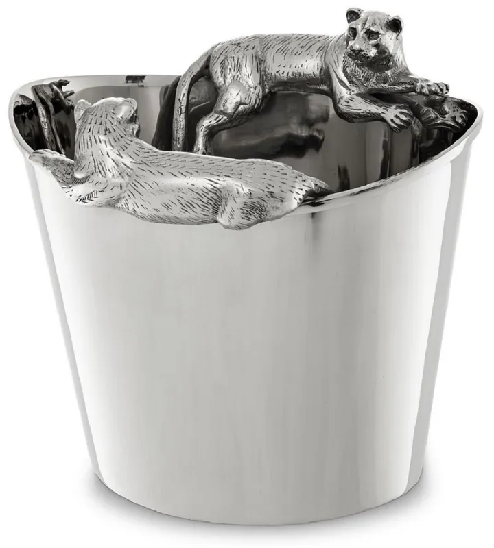Top-Preis Casa Padrino refroidisseur de vin de luxe en acier inoxydable avec 2 poignées en laiton argent 25,5 x 25,5 x H. 23 cm - Accessoires Gastronomiques Hôtel Restaurant