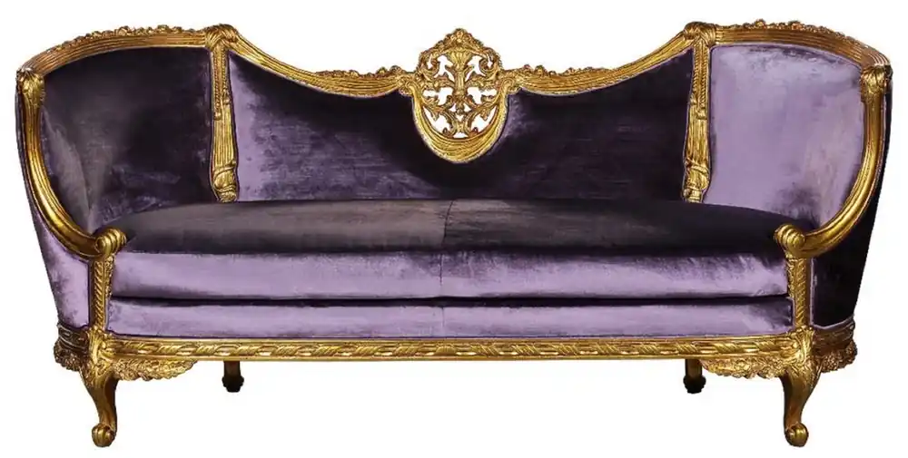 Casa Padrino canapé en velours baroque de luxe violet / or - Canapé de salon fait main noble de style baroque - Magnifique meubles de salon baroques Heißes Angebot