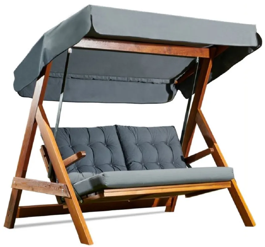 Casa Padrino balançoire Hollywood de luxe gris anthracite / marron - Balançoire de jardin moderne résistante aux intempéries avec auvent - Meubles de Jardin - Meubles de Patio Neu Im Sortiment