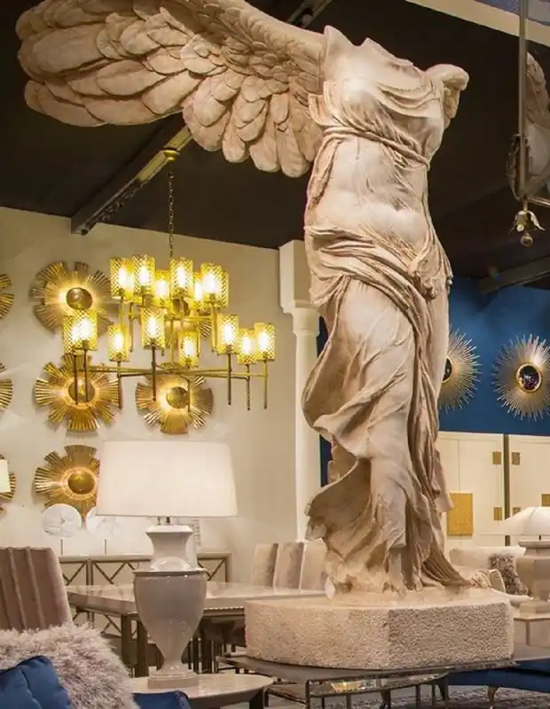 Must-Have Casa Padrino sculpture Art Nouveau de luxe beige 106 x 98 x H. 320 cm - Statue en céramique faite à la main - Figurine de décoration de jardin - Décoration d'hôtel - Décoration Baroque & Art Nouveau