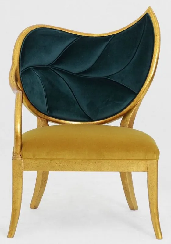 Heißes Angebot Casa Padrino fauteuil Art Déco de luxe vert foncé / or / or antique - Fauteuil en bois massif fait main avec tissu de velours fin - Meubles de Salon Art Déco