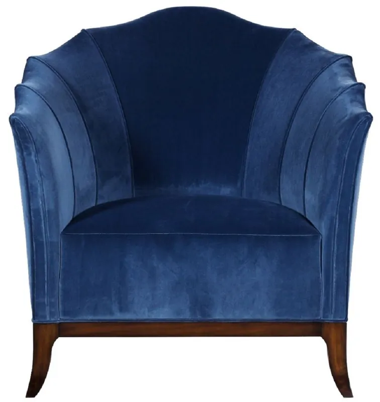 Markenware Casa Padrino fauteuil Art Déco de luxe bleu / marron foncé - Fauteuil de salon en bois massif fait main avec tissu de velours fin - Meubles de Salon Art Déco