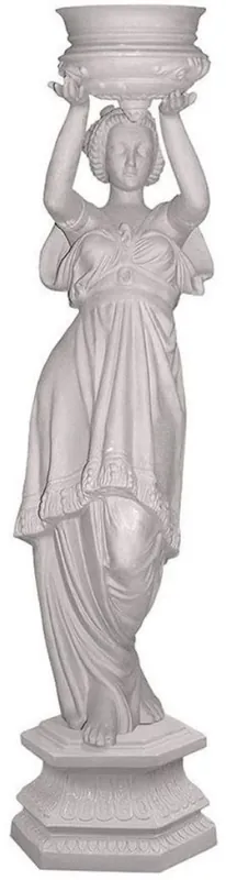 Casa Padrino sculpture Art Nouveau de luxe femme avec pot de fleur gris H. 140 cm - Magnifique statue en céramique - Figurine de décoration fait main - Accessoires de Décoration Jardin et Terrasse Direkt Vom Hersteller