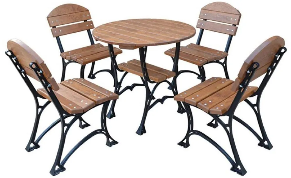 Sichere Zahlung Casa Padrino ensemble de mobilier de jardin Art Nouveau marron / noir - 1 Table de Jardin & 4 Chaises de Jardin - Mobilier de Terrasses de Jardin de Restauration