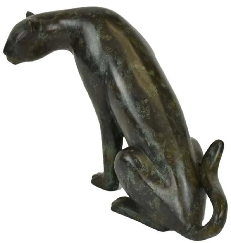Direktkauf Casa Padrino figurine en bronze de luxe guépard noir / vert 20 x 33 x H. 22 cm - Sculpture en Bronze - Figurine de Décoration - Accessoires de Décoration de Luxe