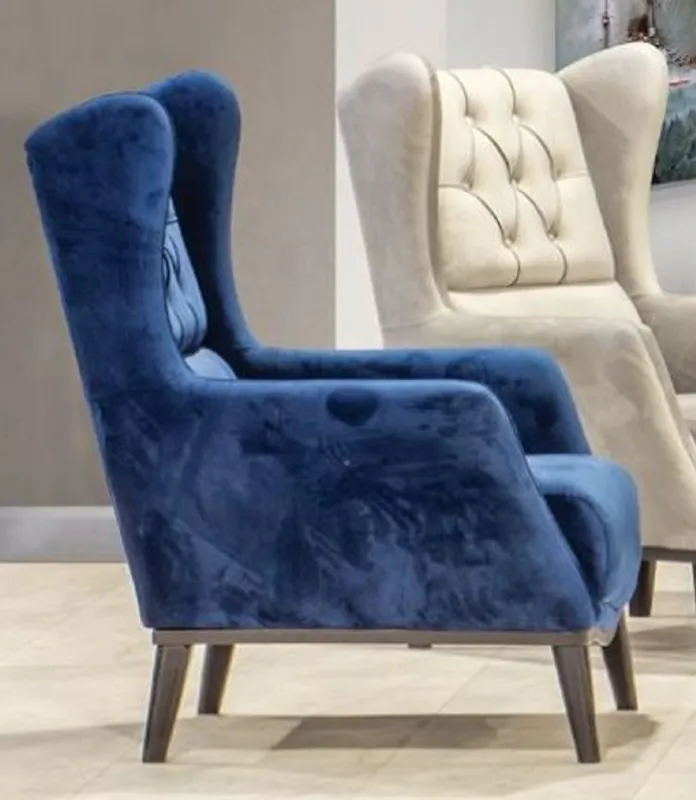 Top-Preis Casa Padrino fauteuil à oreilles Chesterfield bleu / noir 80 x 80 x H. 90 cm - Fauteuil de salon moderne - Meubles Chesterfield - Meubles de Salon