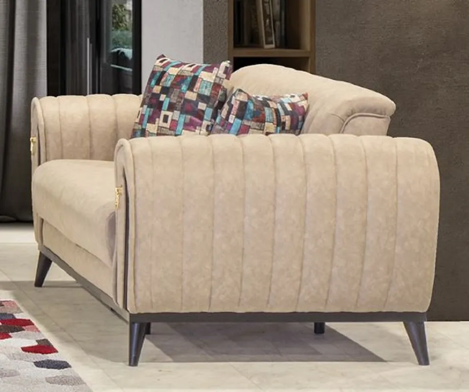 Casa Padrino canapé-lit de luxe beige / noir / or 222 x 90 x H. 80 cm - Canapé de salon moderne - Mobilier de salon de luxe Markenware