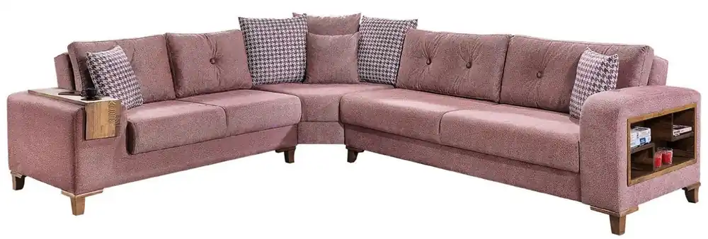 Online Kaufen Casa Padrino canapé-lit d'angle de luxe rose / marron 330 x 270 x H. 80 cm - Canapé d'angle moderne - Canapé-lit - Canapé de salon - Meubles de salon