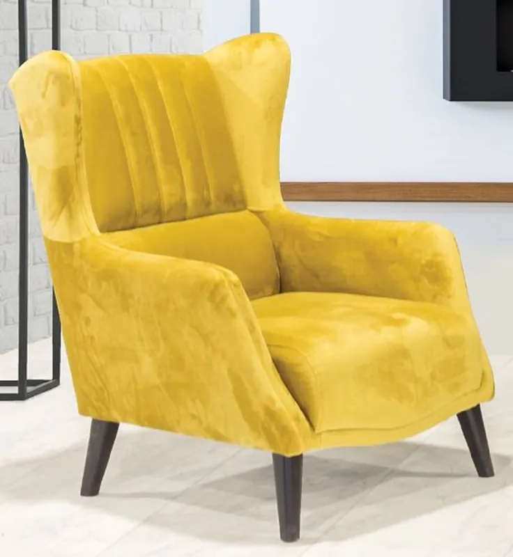 Casa Padrino fauteuil à oreilles de luxe jaune / noir 80 x 80 x H. 90 cm - Fauteuil de salon moderne - Meubles de Salon Super-Preis