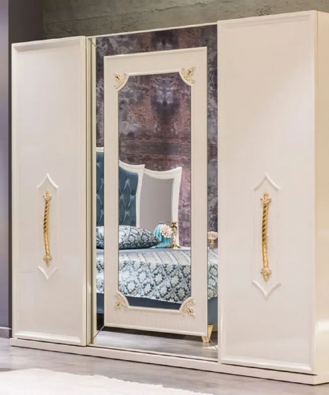 Heißes Angebot Casa Padrino armoire de chambre baroque de luxe blanc / or - Armoire en bois massif - Mobilier de chambre baroque - Noble & Splendid