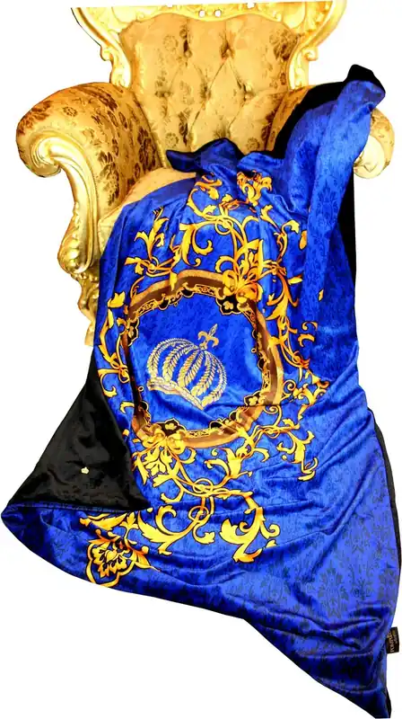 Couverture de luxe Pompöös de Casa Padrino baroque bleu royal / or / noir de Harald Glööckler avec strass Jetzt Bestellen