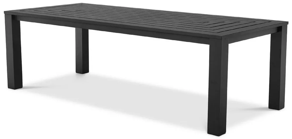 Rabatt Casa Padrino table à manger de luxe noir 240 x 105 x H. 74,5 cm - Table en aluminium résistant aux intempéries - Table de Jardin - Table de Terrasse - Mobilier de Jardin - Meubles de Terrasse