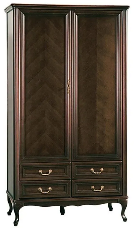 Casa Padrino armoire de chambre Art Nouveau de luxe marron foncé 114,5 x 60 x H. 206 cm - Armoire en bois massif avec 2 portes et 4 tiroirs - Mobilier de Chambre Baroque & Art Nouveau Neuheit