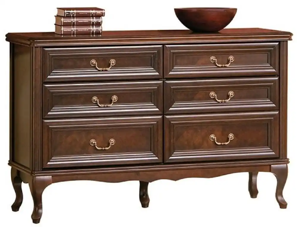 Casa Padrino commode Art Nouveau de luxe en bois massif avec 6 tiroirs marron foncé 135 x 42,5 x H. 86,6 cm - Mobilier de Chambre Baroque & Art Nouveau Neuheit