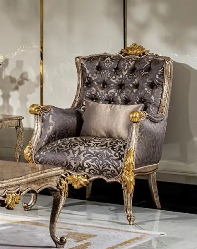 Schneller Versand Casa Padrino fauteuil de salon baroque de luxe violet / argent / argent antique / marron / or - Fauteuil de style baroque fait main avec motif élégant et coussin décoratif - Mobilier de salon baroque