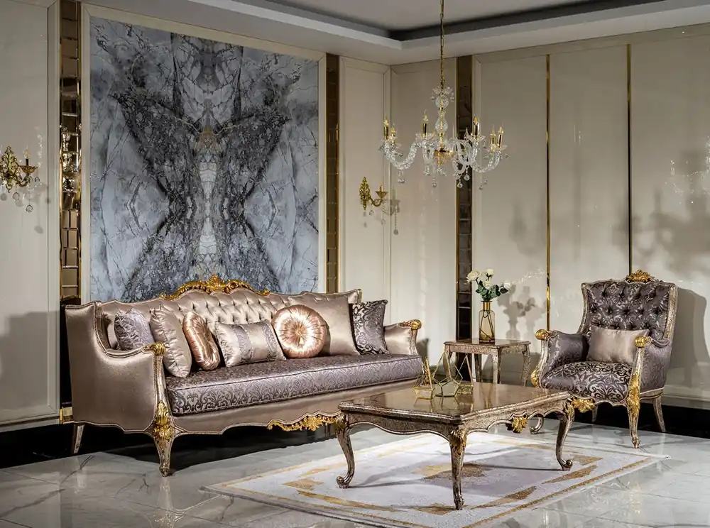 Casa Padrino ensemble de salon baroque de luxe argent / violet / argent antique / marron / or - 2 Canapés et 2 Fauteuils et 1 Table Basse - Meubles de salon magnifique de style baroque Jetzt Bestellen