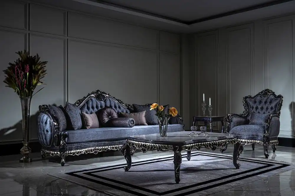 Beliebt Casa Padrino ensemble de salon baroque de luxe blanc / bleu / or - 2 Canapés et 2 Fauteuils et 1 Table Basse - Meubles de salon magnifique de style baroque
