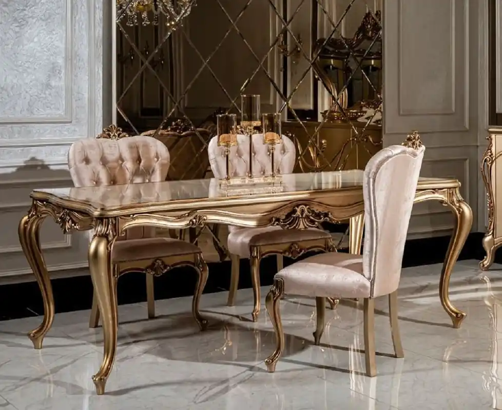 Meistverkauft Casa Padrino ensemble de salle à manger baroque de luxe blanc / rose / or - 1 Table à Manger et 6 Chaises de Salle à Manger - Mobilier de salle à manger de style baroque nobles