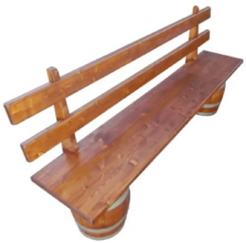 Neue Ware Casa Padrino banc de baril de luxe marron / argent 200 x 34 x H. 95 cm - Banc avec dossier en bois massif rustique fait à la main - Mobilier de Terrasses de Jardin de Gastronomique
