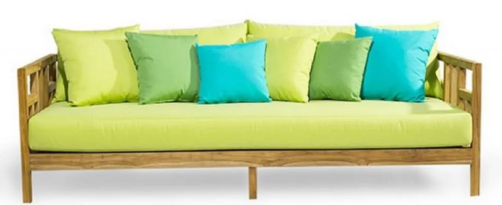 Casa Padrino canapé de jardin de luxe en bois massif naturel / vert clair 220 x 94 x H. 65 cm - Canapé en teck résistant aux intempéries avec oreillers - Mobilier de Jardin et Patio - Qualité de Luxe Online Kaufen