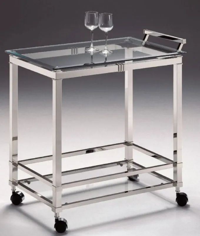 Casa Padrino chariot de service argent 74 x 49 x H. 78 cm - Chariot Gastronomie Hôtel Restaurant - Accessoires de Luxe Top-Preis