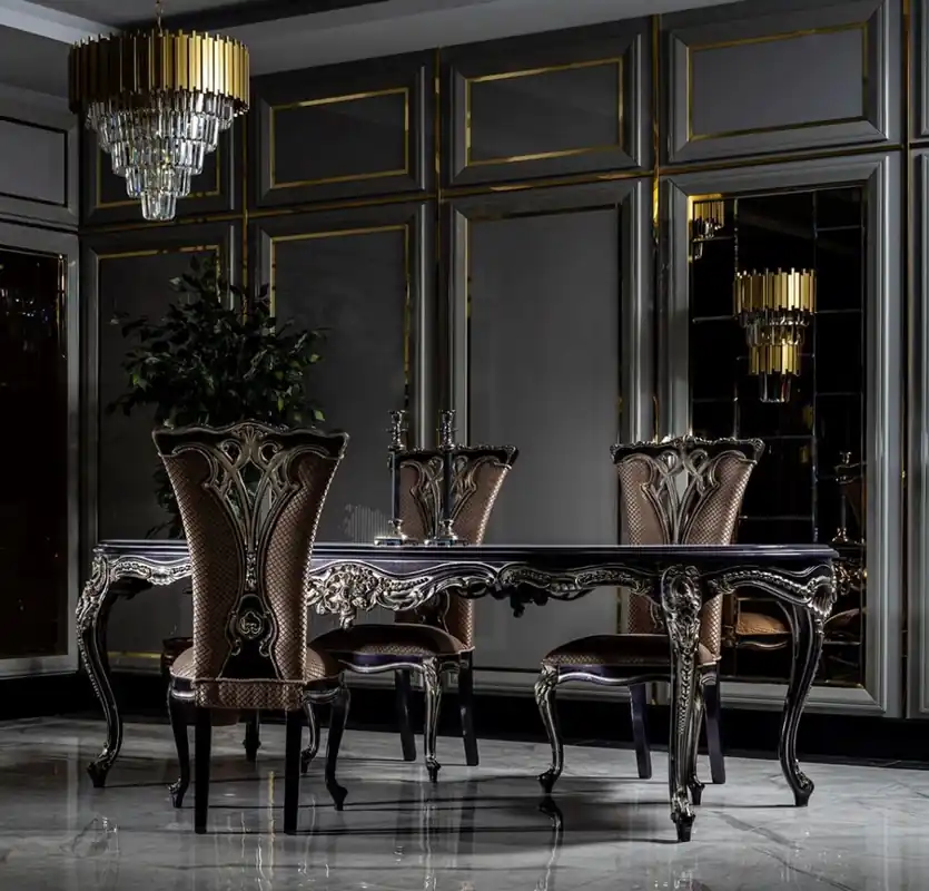 Solange Der Vorrat Reicht Casa Padrino ensemble de salle à manger baroque de luxe blanc / violet / or - 1 Table à Manger & 6 Chaises de Salle à Manger - Magnifique mobilier de salle à manger baroque